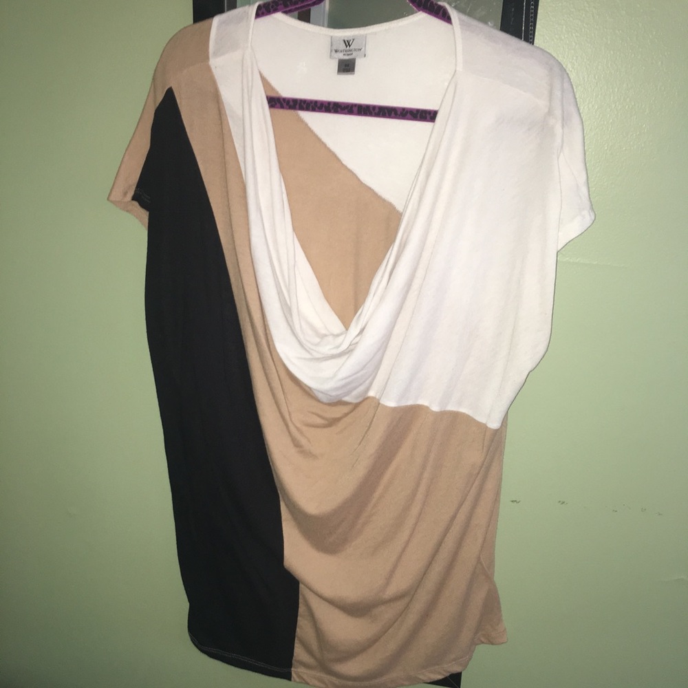 Worthington color block drape neck top